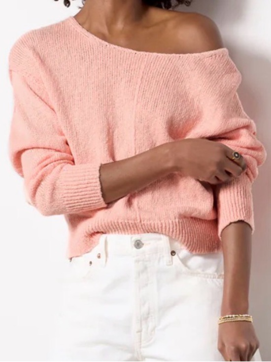 Evereve Sweaters - Evereve Naia Soft Off-Shoulder Pullover Women's Sweater in Peach - Size S
